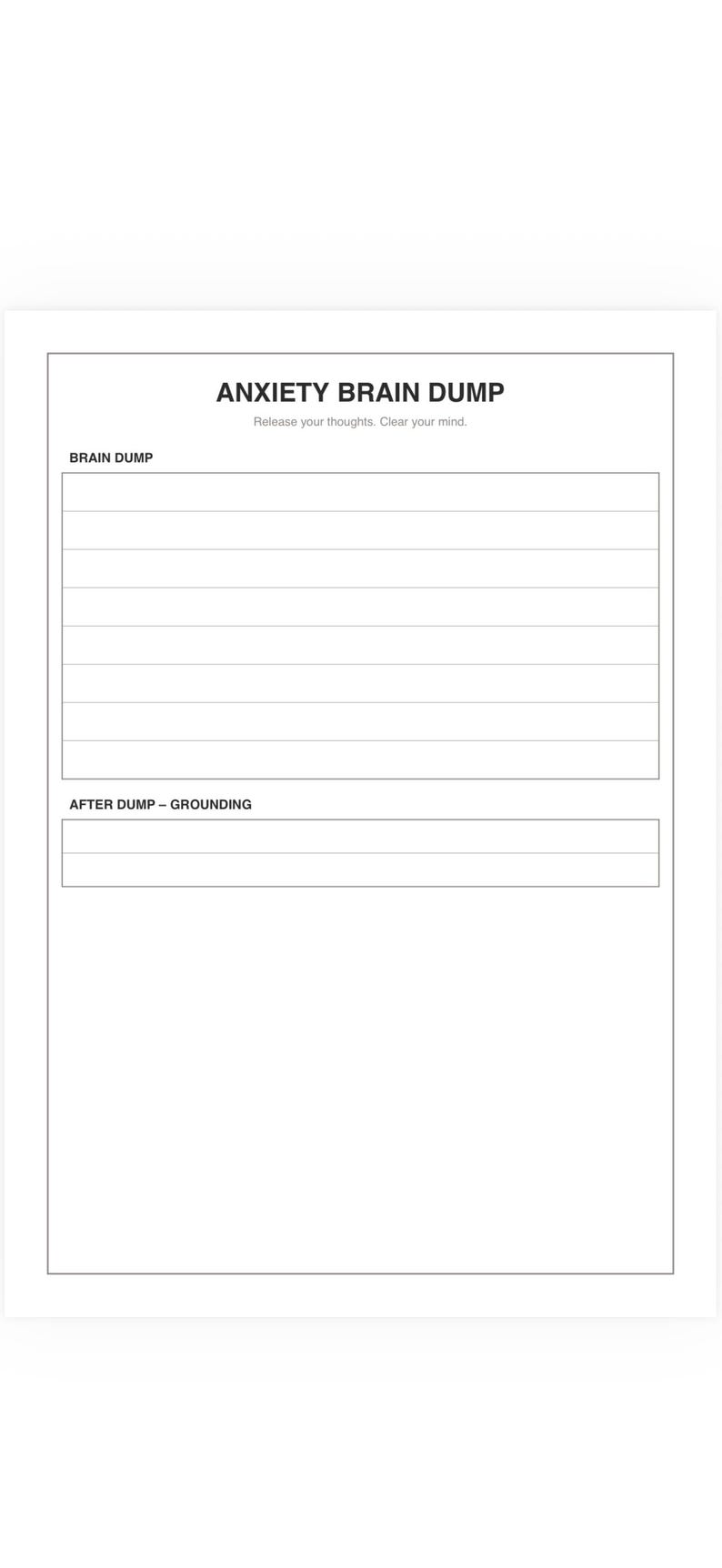 Anxiety Brain Dump Bundle Printable | Calm Mental Health Worksheets PDF ...
