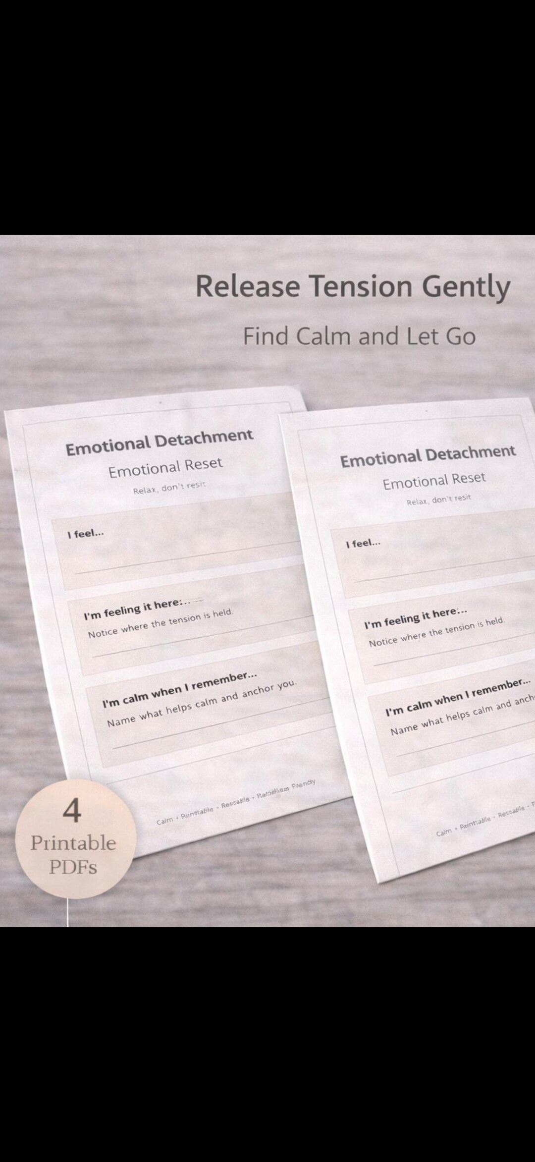 Emotional Detachment Worksheet | Emotionally Reset & Letting Go | Calm ...