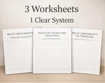 Why Do My Thoughts Work This Way | Thought Patterns Bundle | Pause Overthinking & Inner Voice Printable Worksheets