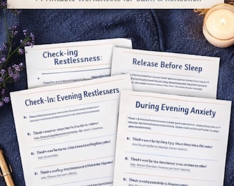 Evening Anxiety Integration Worksheet | Build Calming Night Habits, Emotional Regulation & Restful Sleep Routine