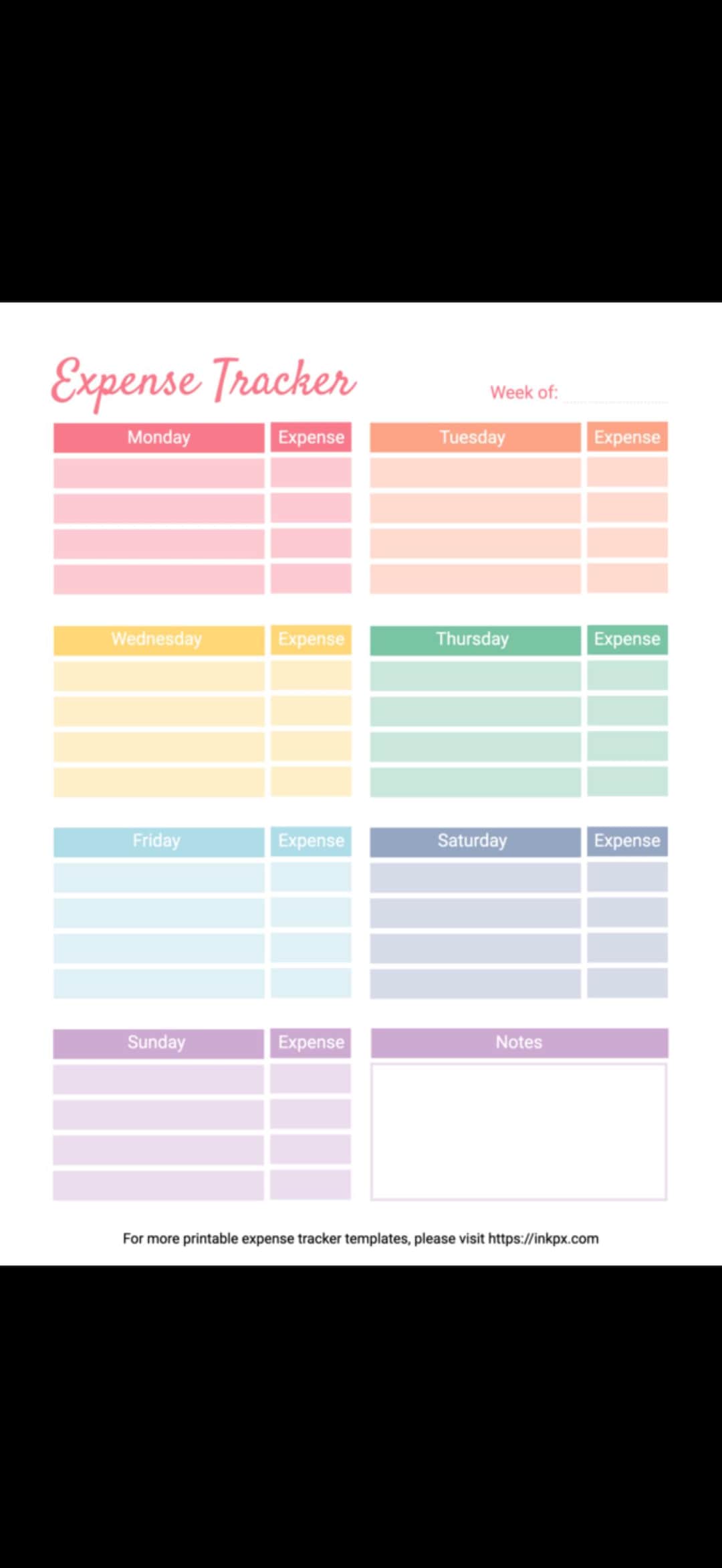Weekly Expense Tracker Printable Minimal Budget Planner Simple Weekly ...
