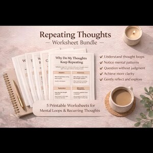 Tankeloopreflektionspaket | När tankar upprepas, återvänder eller inte går framåt | 5 utskrivbara arbetsblad