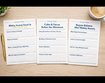 After Midday Anxiety Worksheet | Reflect & Reset After Stress, Regain Balance and Emotional Stability Printable