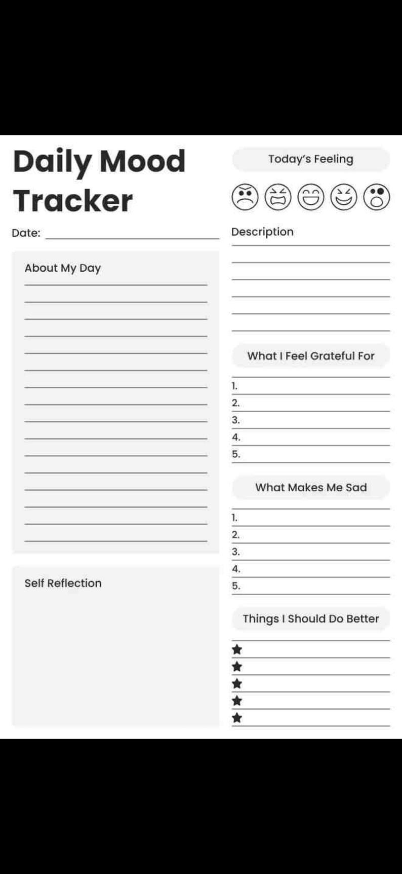 Daily Mood Tracker Printable A4 Warm Self Care Mental Wellness - Etsy
