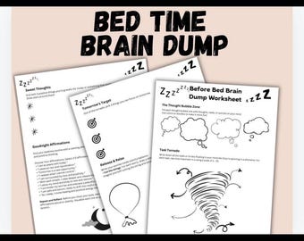 Overthinking Evening Brain Dump Printable | Night Anxiety Worksheet PDF | Calm Mind Before Sleep | One Page A4