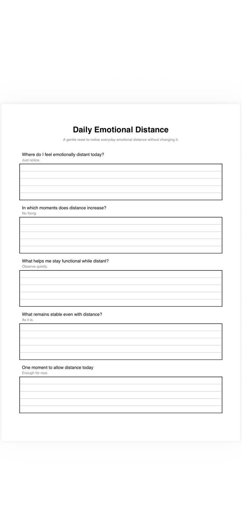Detachment Worksheets.pdf Daily Emotional Distance Worksheet – Notice Everyday Detachment ...