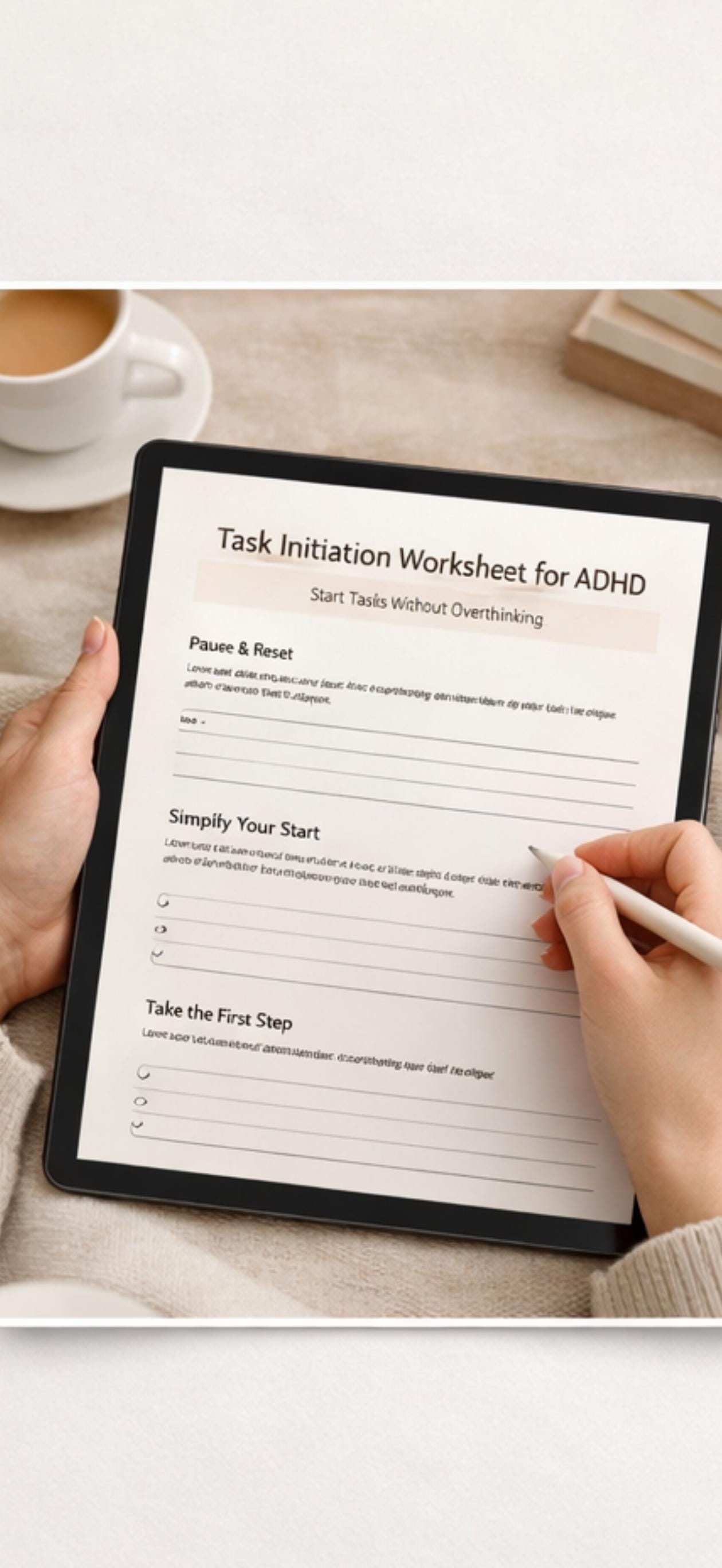 Task Initiation Worksheet for ADHD | Start Tasks Without Overthinking ...