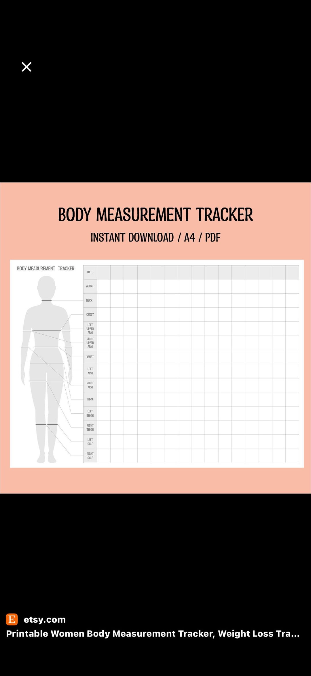 Body Measurement Tracker A4 Motivational Fitness Printable - Etsy