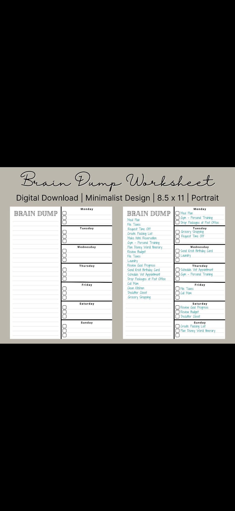 Guided Mental Reset Brain Dump Printable | Clear Mind Reset Worksheet ...