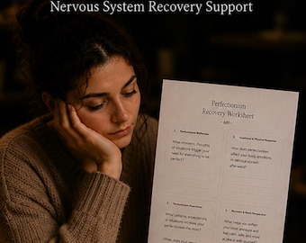 Perfectionism Exhaustion Reflection Worksheet | Mental Fatigue & Nervous System Recovery Support | Printable PDF