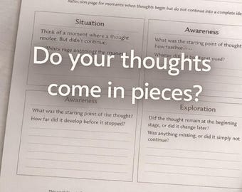 Why Do My Thoughts Come In Pieces | Incomplete Thoughts Worksheet | When Thoughts Don’t Fully Form Printable PDF