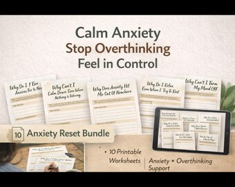 Rompe el ciclo: Paquete de reinicio para la ansiedad y el exceso de pensamiento | Más de 20 hojas de trabajo guiadas para calmar tu sistema nervioso y tranquilizar la mente