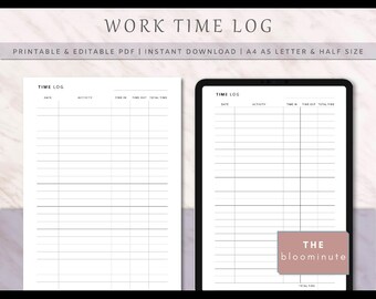 Time Audit Sheet Printable One Page Time Tracking Planner Productivity Worksheet PDF Digital Download
