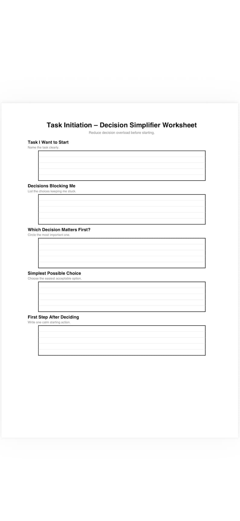 Sample Task Identification Task Initiation Worksheet for Neurodivergent Adults | Simplify ...