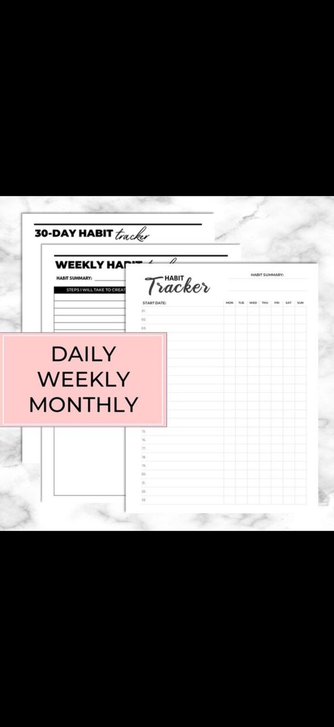 Habit Tracker Bundle Printable PDF Daily Weekly Monthly Habit Planner ...