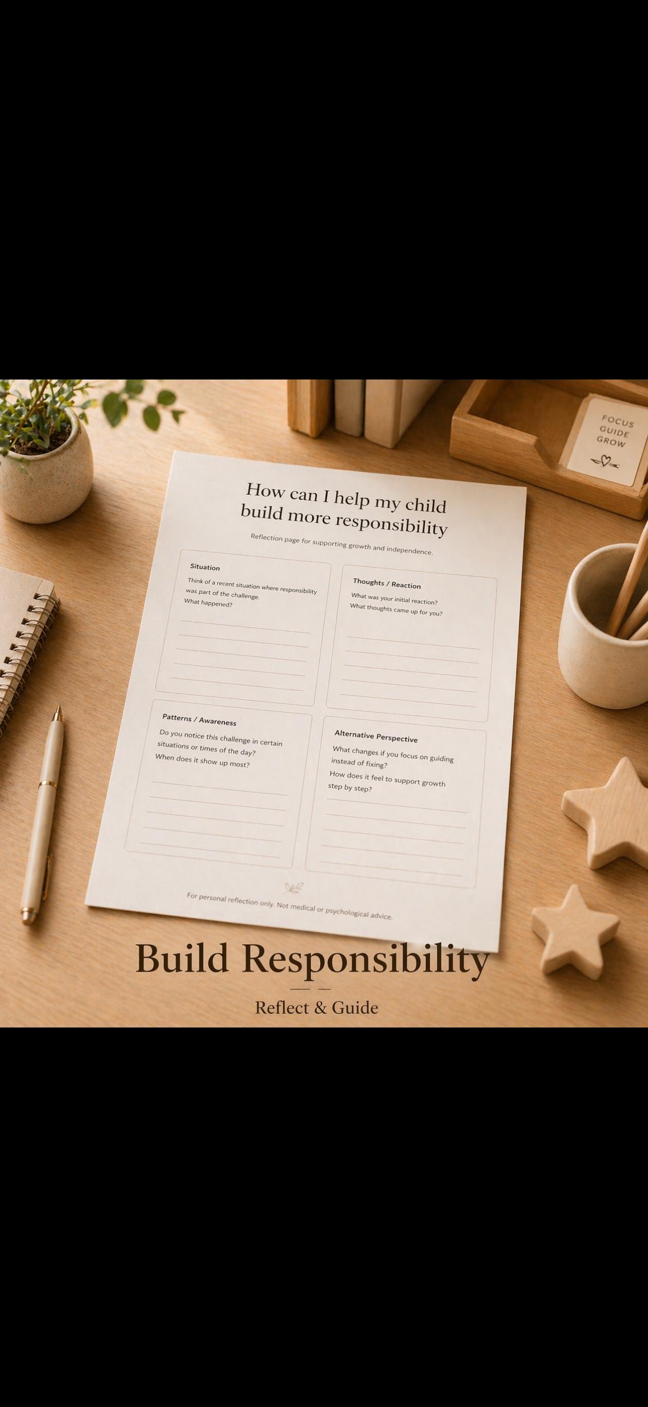 Kids Accountability Worksheet | Responsibility & Behavior Reflection ...