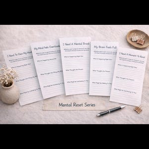 I Need A Reset | Mental Reset Reflection Bundle | Clear My Head Worksheet Set | Printable Mind Clarity Pack