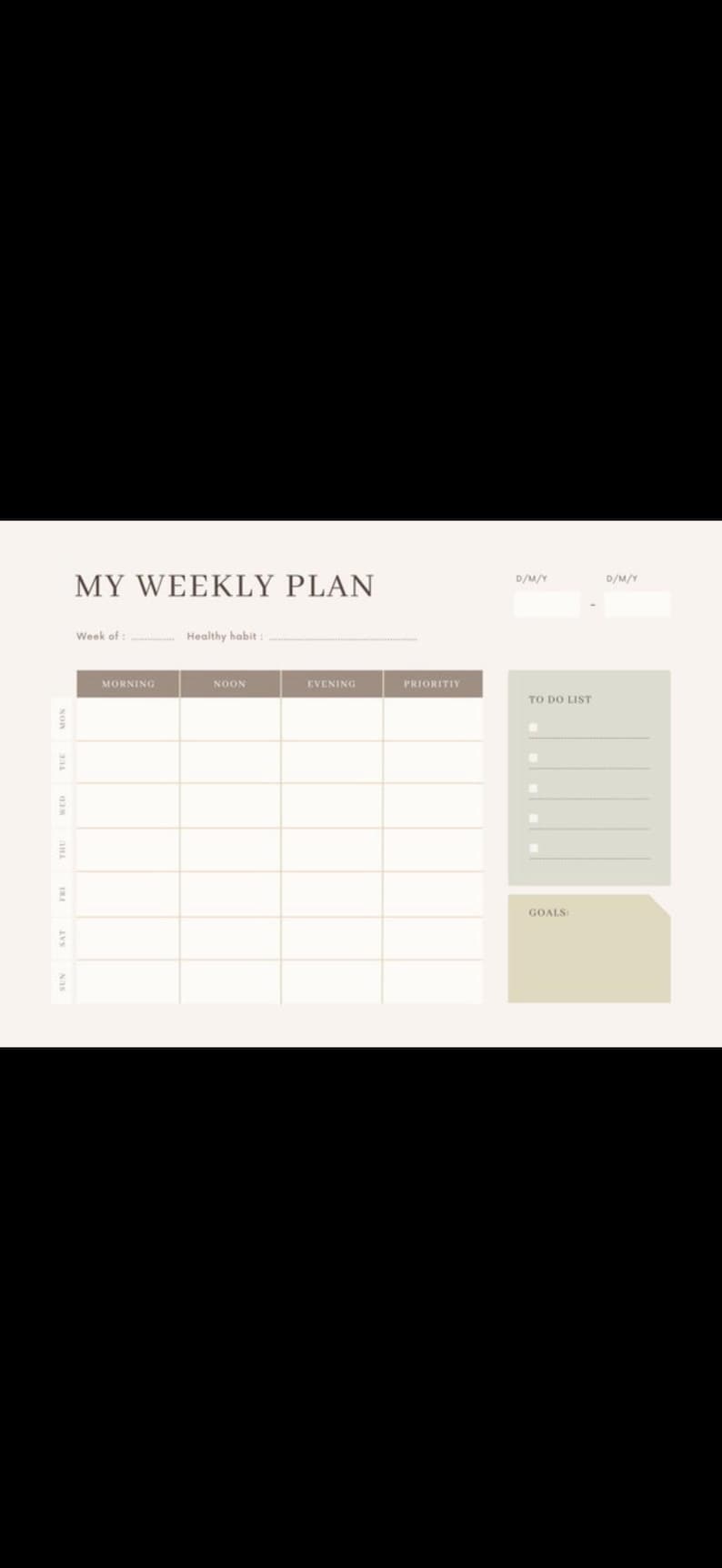 Weekly Evening Routine Planner Printable Minimal Night Planner PDF ...