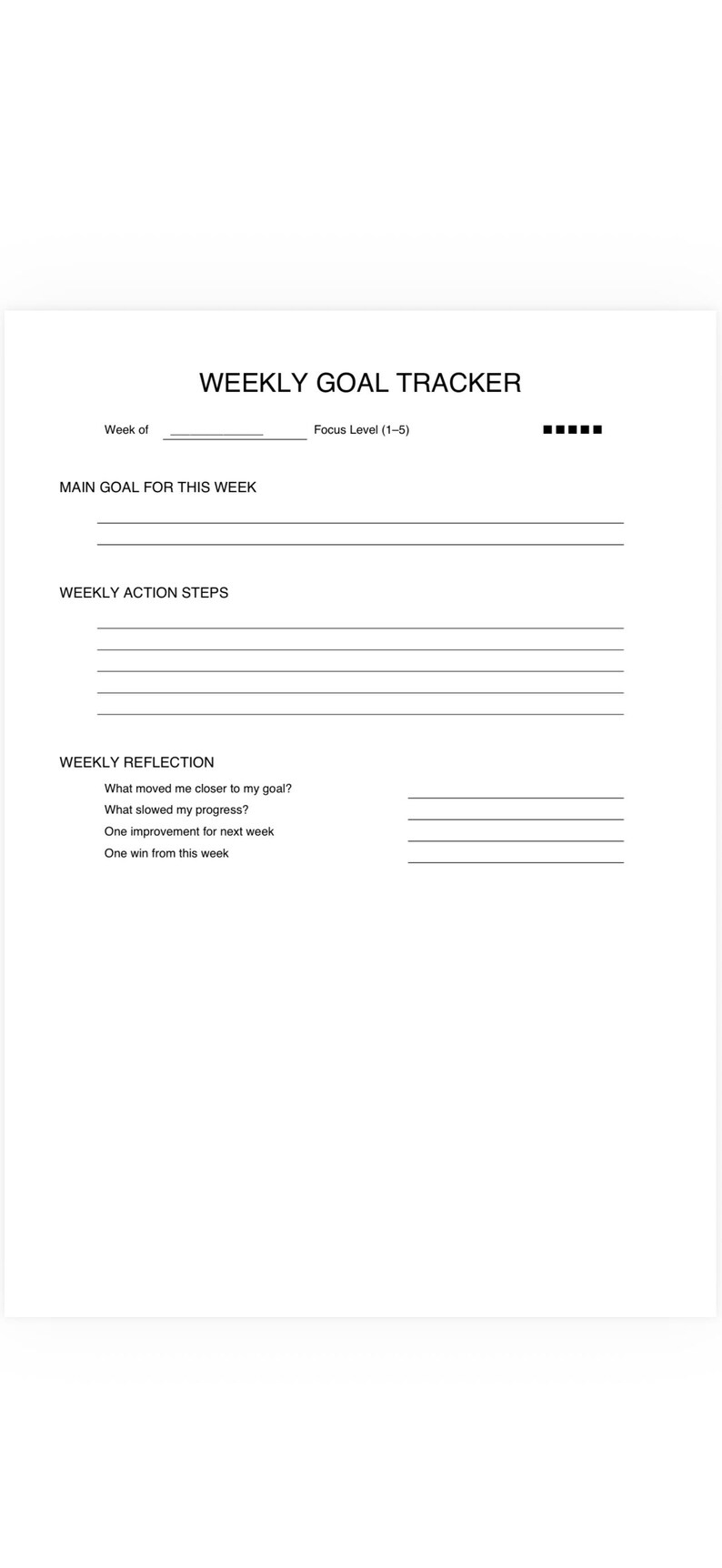 Weekly Goal Tracker Printable | Goal Planner PDF | Productivity Planner ...