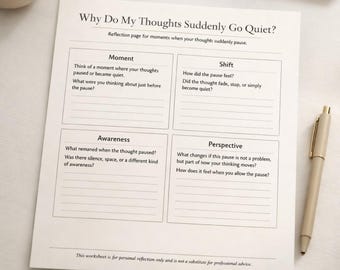 Why Do My Thoughts Pause Without Finishing | Thought Pause Worksheet | When Your Mind Goes Quiet Printable PDF