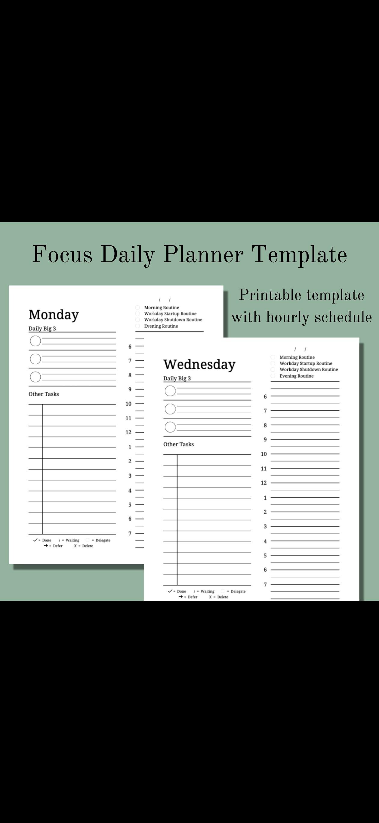Daily Focus Planner Printable for Productivity Simple Focus and Task ...