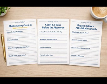 Calm & Focus Before the Afternoon | Midday Anxiety Reset Worksheet for Stress, Overwhelm and Mental Clarity Printable