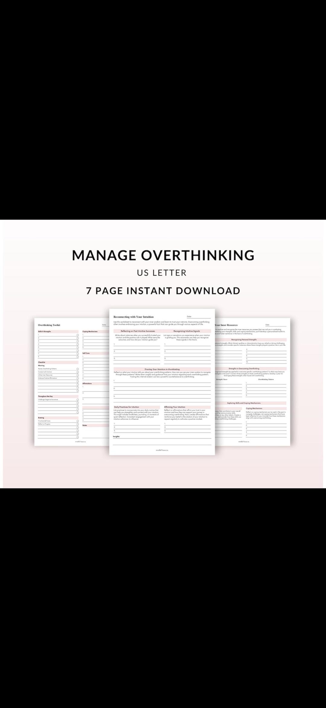 Overthinking Reset Worksheet – Calm Racing Thoughts, Break Mental Loops ...