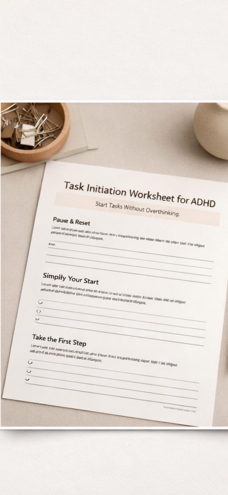 Task Initiation Worksheet Task Initiation Worksheet for ADHD | Start Tasks Without Overthinking ...