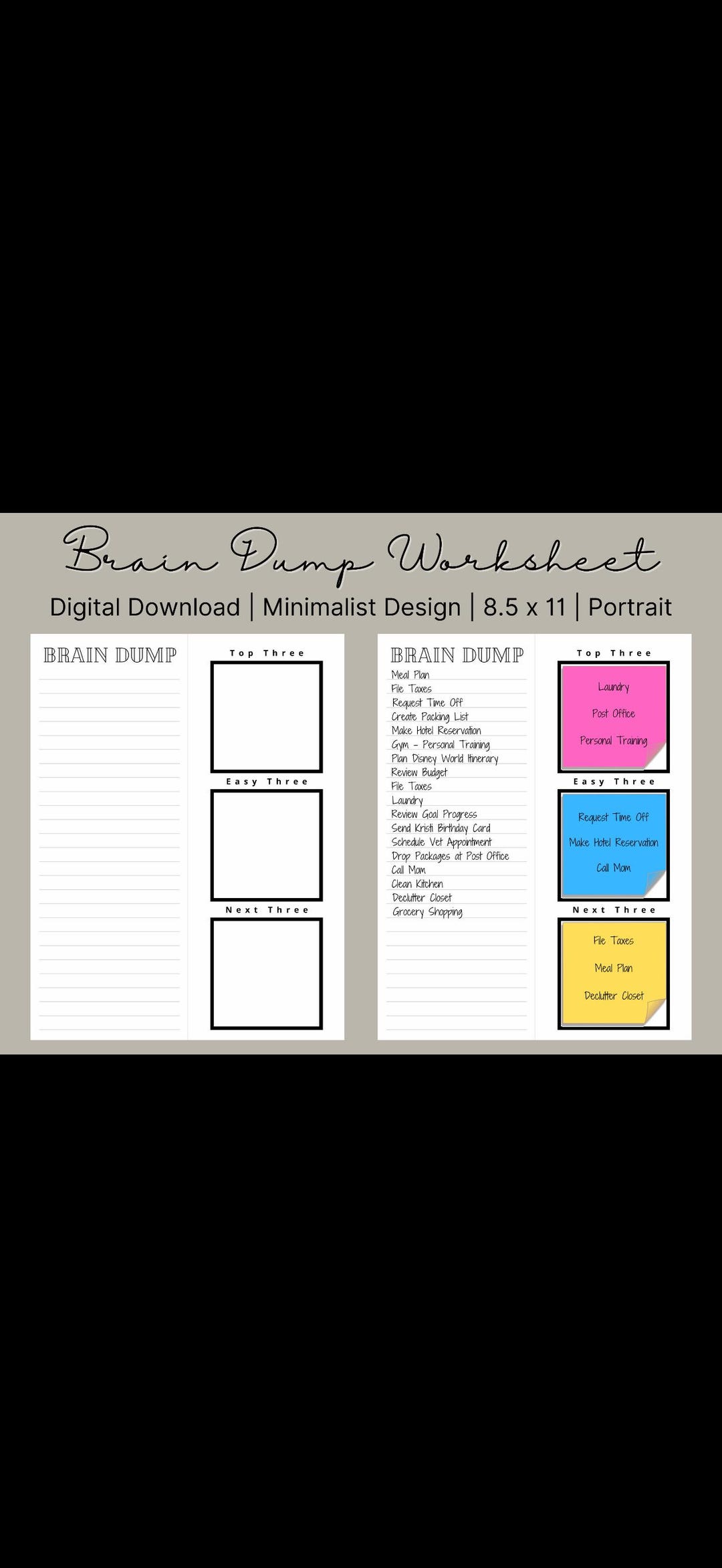 Before Mental Spiral Worksheet | Stop Overthinking at Night & Calm ...
