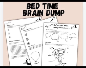 Overthinking While Not Engaging Worksheet | Let Thoughts Pass at Night | Night Reset Printable | One Page Mental Calm PDF