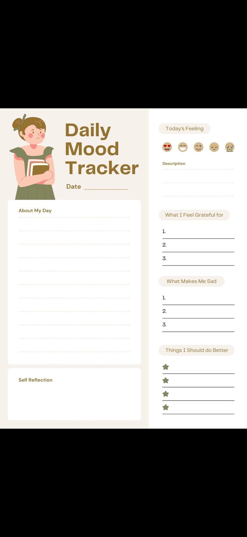 Daily Mood Tracker Printable A4 Warm Self Care Mental Wellness - Etsy ...