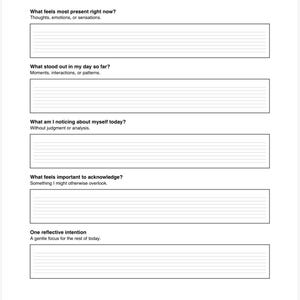 Mindful Reflection Worksheet.pdf Self Reflection Daily Check-in Printable | Gentle Self Awareness ...