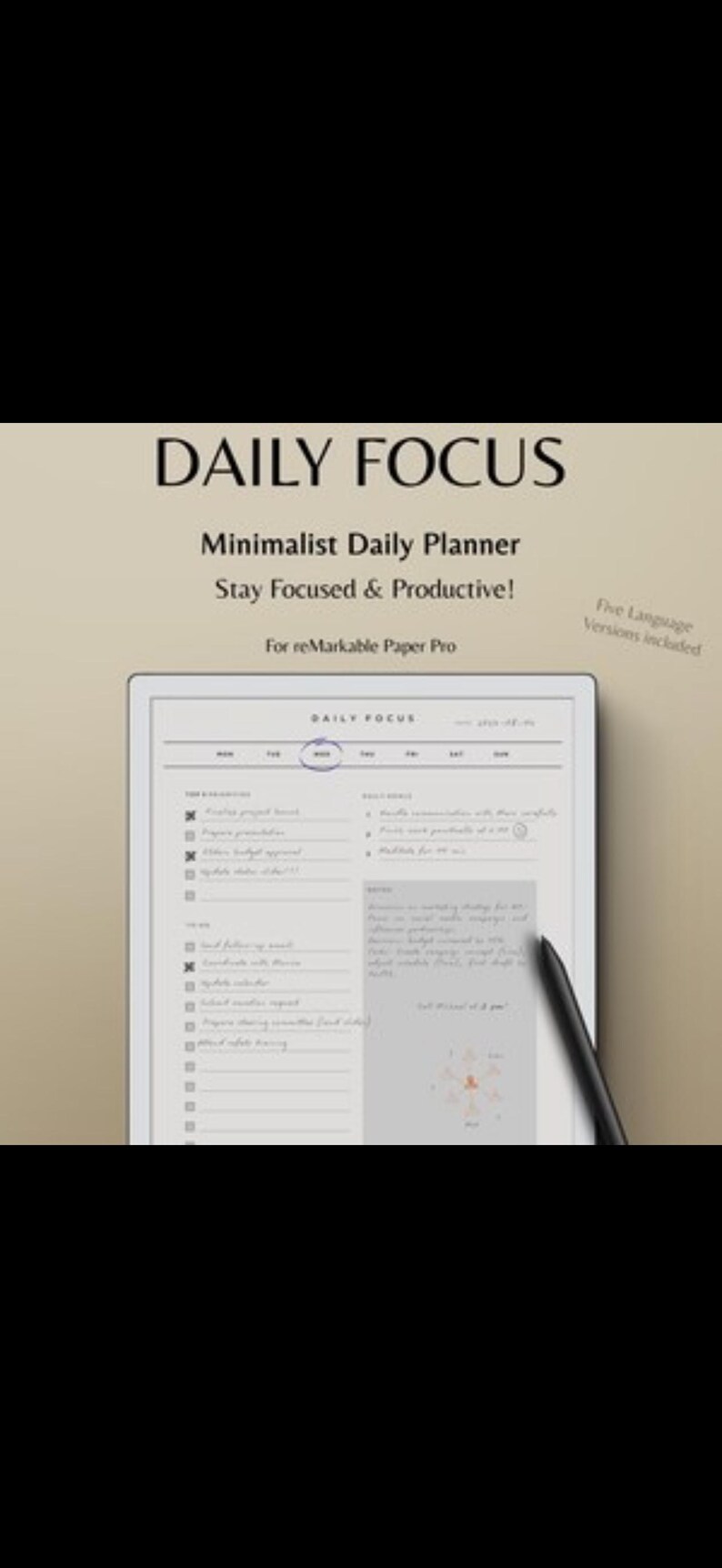 Daily Client Focus Daily Focus Planner Printable for Productivity Simple Focus and Task ...