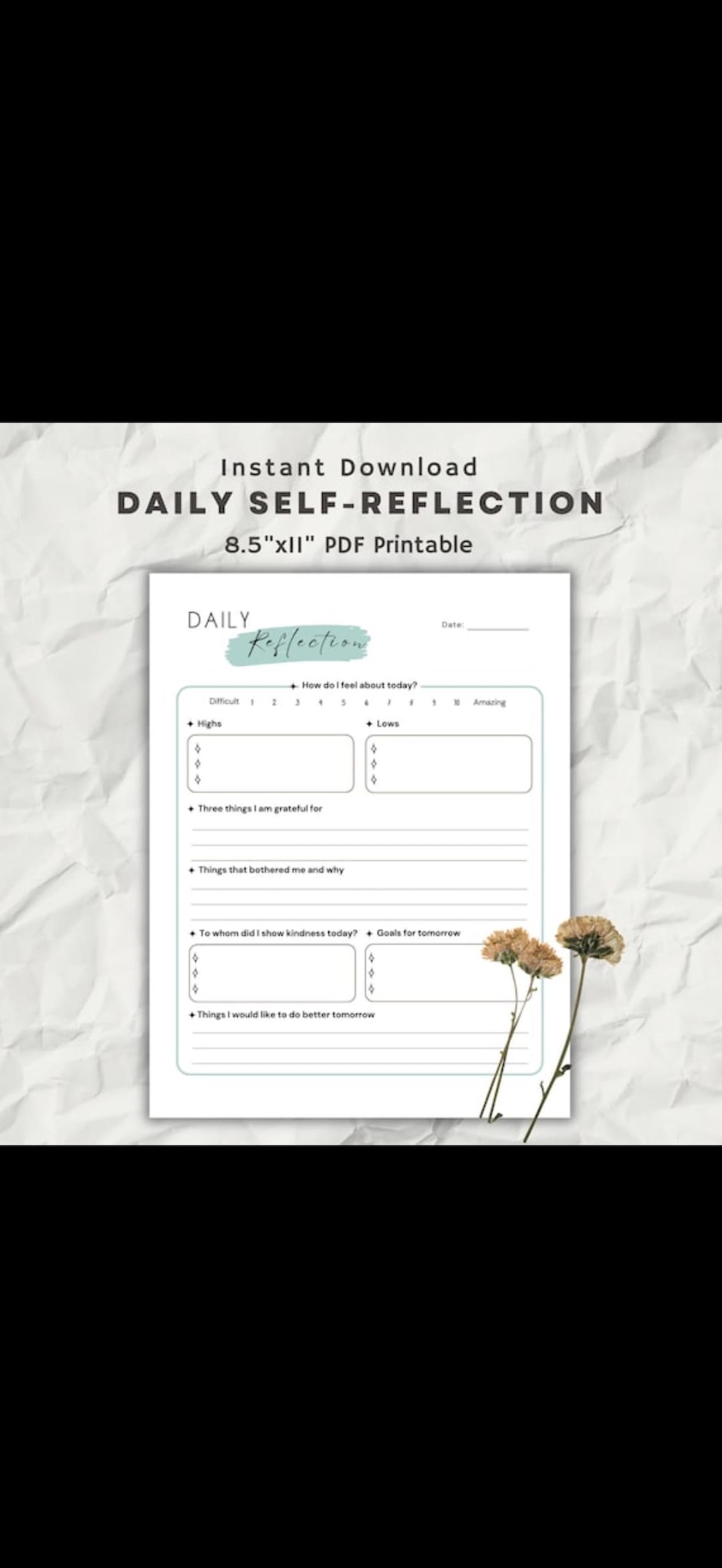 Daily Workday Reflection Sheet Printable One Page Work Reflection ...