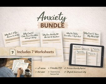 ¿Por qué siento ansiedad sin motivo aparente? | Calma tu mente y reduce la ansiedad | Paquete de hojas de trabajo imprimibles para la ansiedad