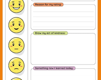 Kids Feelings Reflection Worksheet | Help Children Understand Emotions | Calm Reflection Page | Gentle Printable PDF