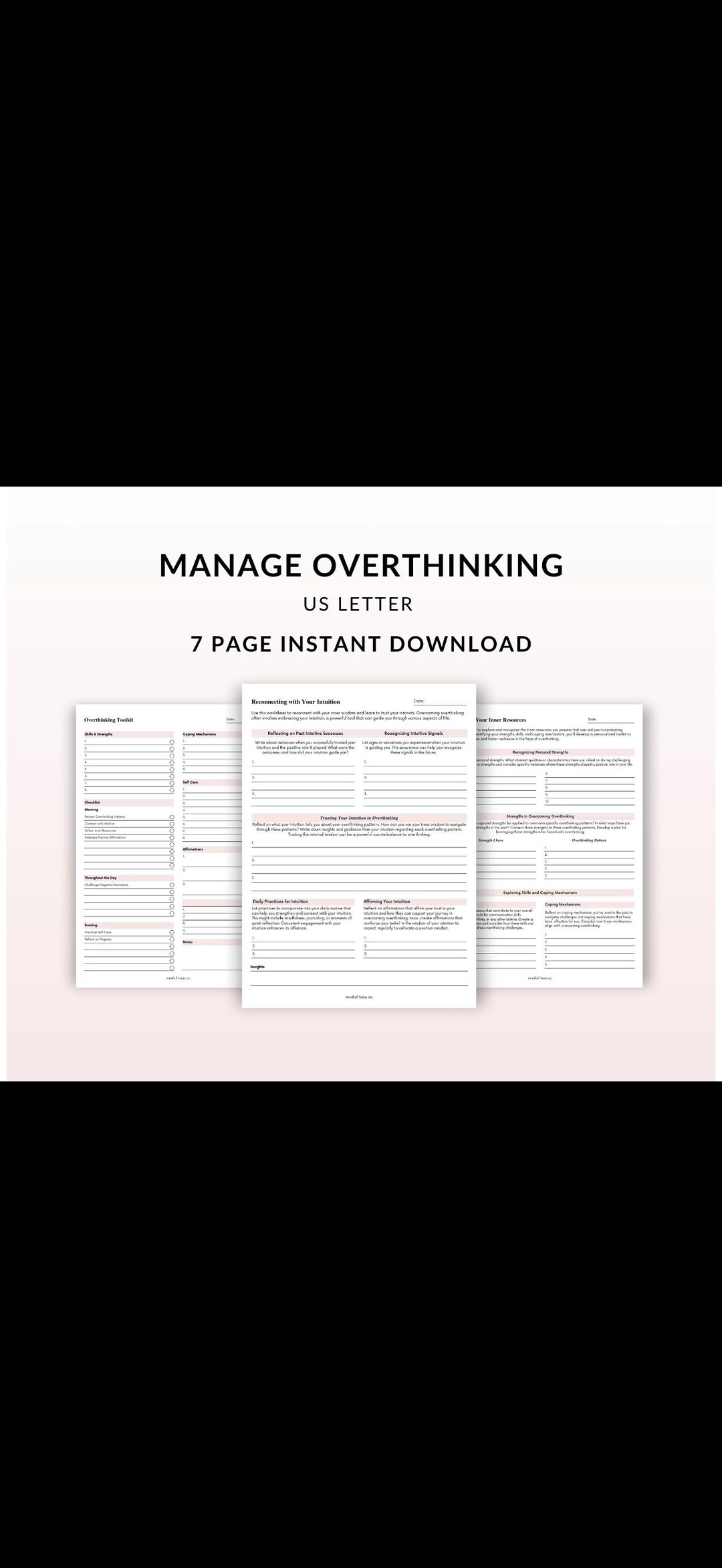 Daily Overthinking Release Sheet Printable Stop Overthinking Worksheet ...
