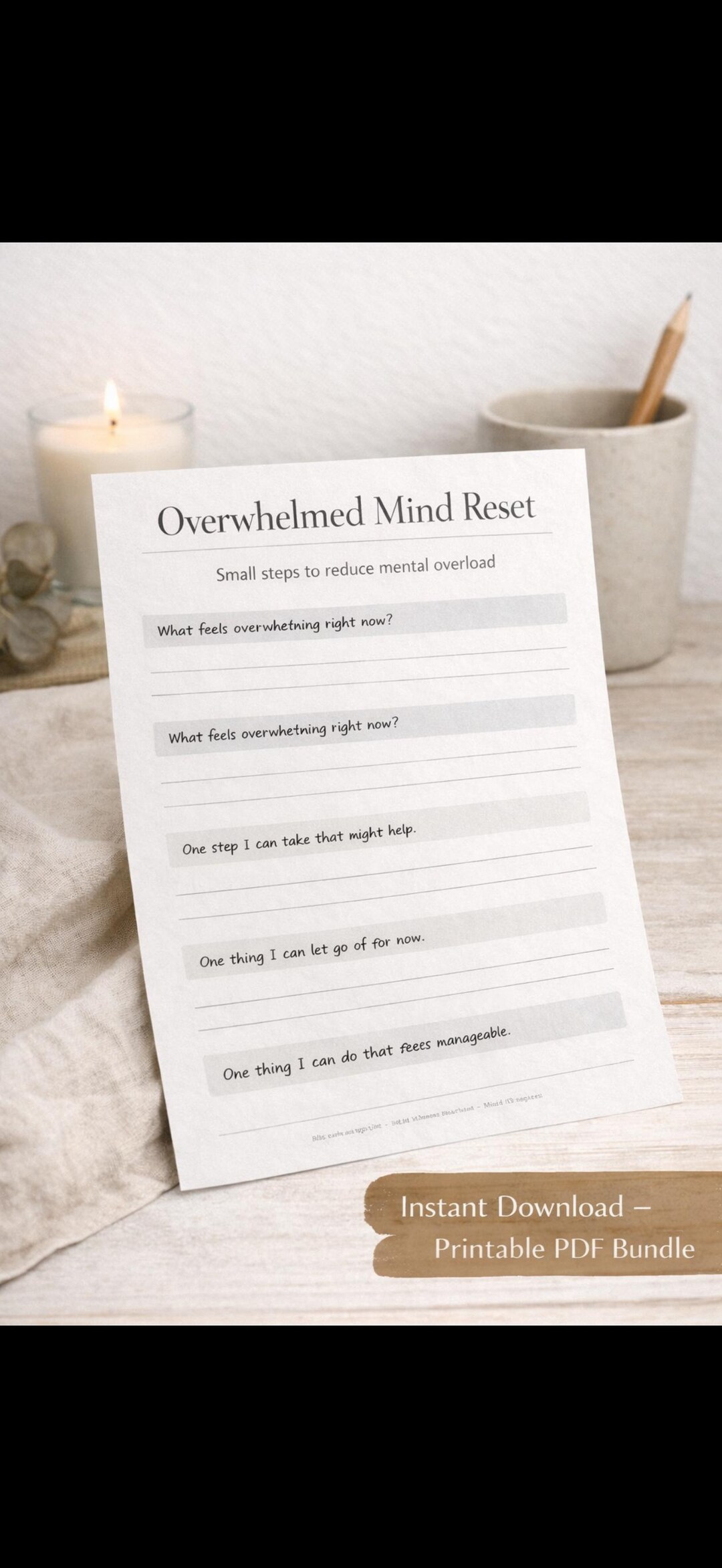 Overloaded Confusing Worksheet Example After Mental Overload Worksheet – Overwhelmed Mind Reset to Release ...