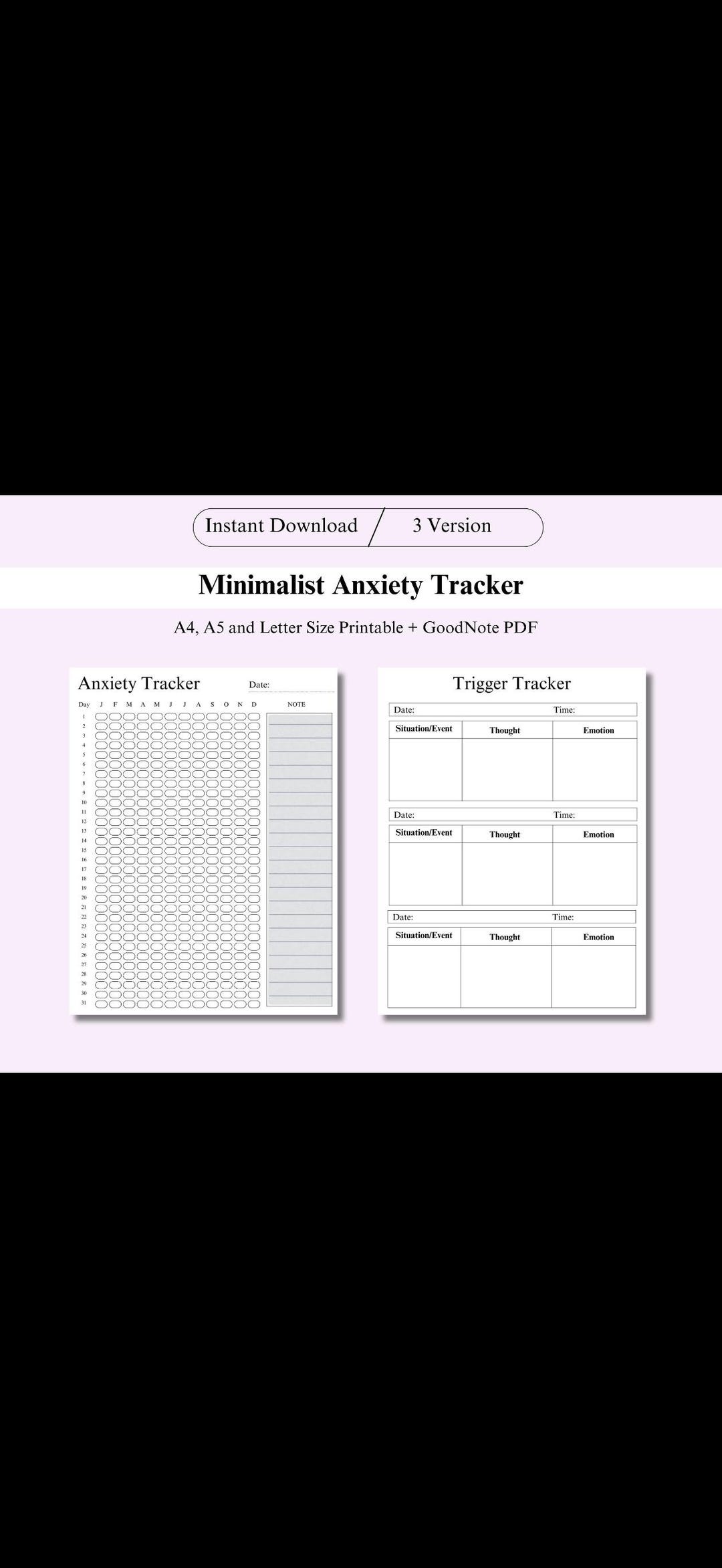 Daily Anxiety Tracker Minimal Printable A4 Mental Health Journal - Etsy
