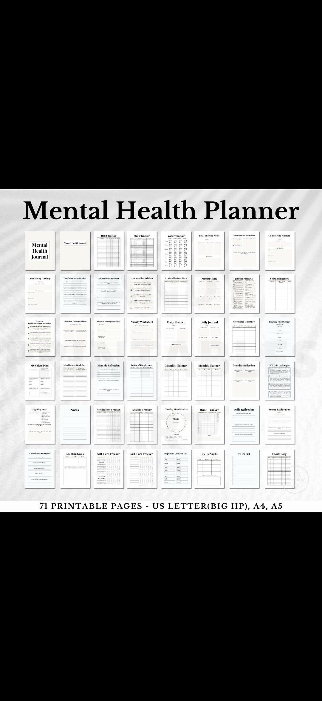 Monthly Anxiety Mood Tracker Printable PDF Structured Mental Health ...