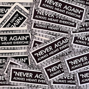 Sticker Never Again Always Meant Everyone, antizionistisch Palestina-vinyl vrij!
