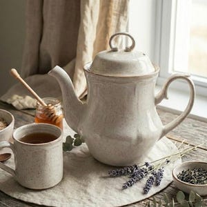 Vintage Baroque Hearthside Stoneware Coffee Teapot with Lid Made In Japan