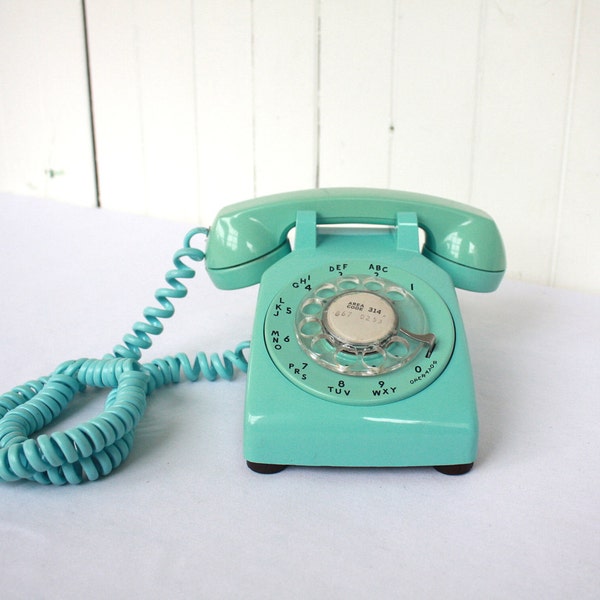 Retro Phone, Vintage Phone, Rotary Phone, Turquoise Phone, Telephone