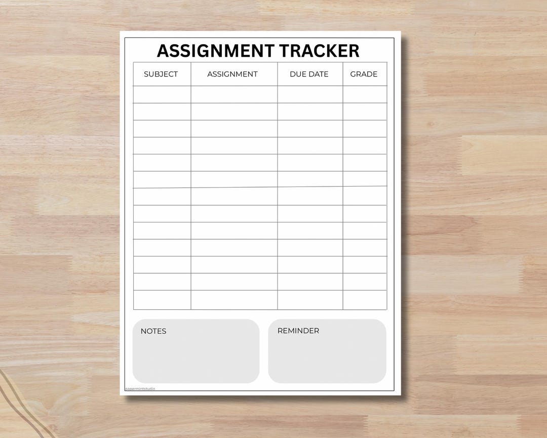 Assignment Tracker Printable | Student Homework & Study Planner ...