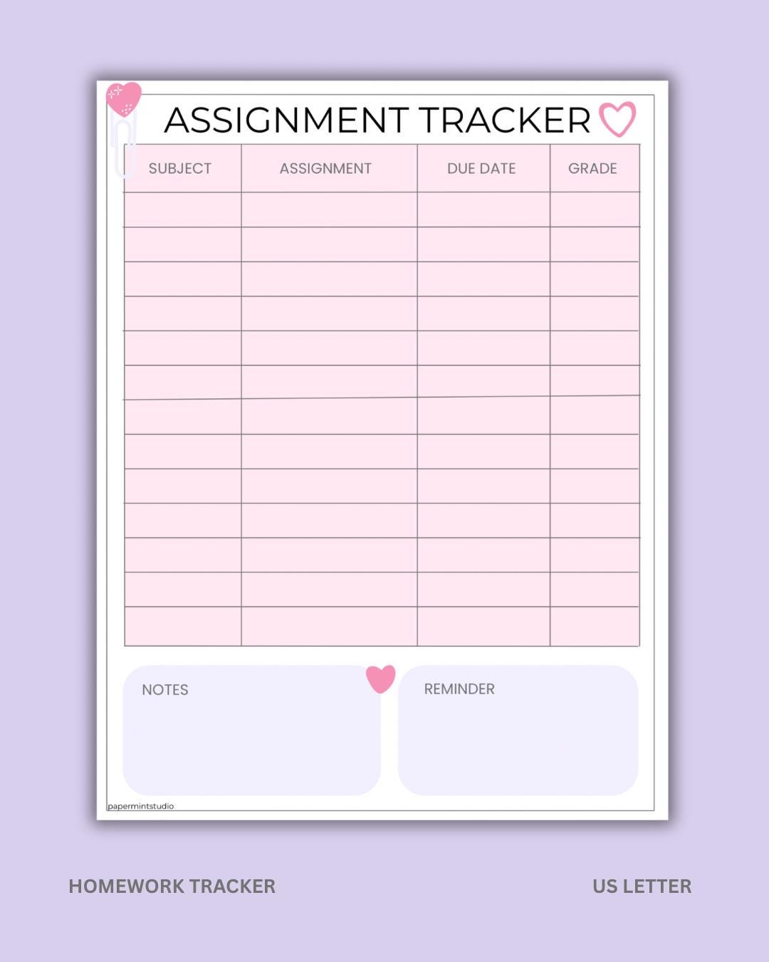 Assignment Tracker Printable | Pastel Homework Tracker & Productivity ...