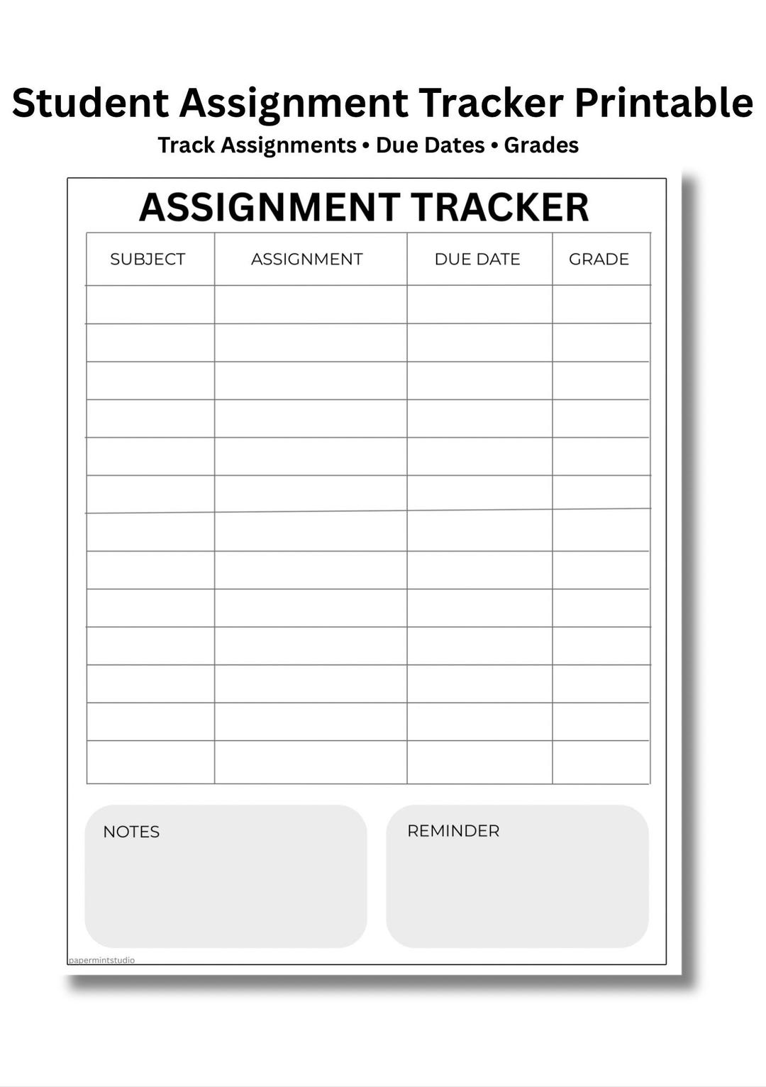 Student Assignment Tracker Printable, Homework Planner PDF, Study ...