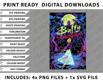 Camisetas de Buffy, paquete de imágenes PNG de La Cazavampiros, archivos SVG, descargas digitales