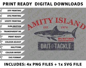 Amity Island Shirt, 80s Movie Jaws Png Bundle, SVG Files, Digital Downloads