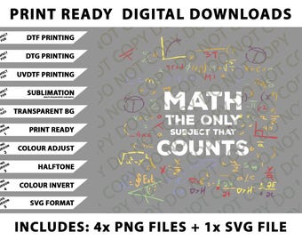 Math Gifts, Maths Teacher Png Bundle, SVG Files, Digital Downloads