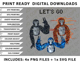 Gorilla Tag Monke VR Gamer Shirt for Kids, Adults, Teens Png Bundle, SVG Files, Digital Downloads